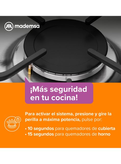 Cocina a Gas 4 Quemadores MV 110 T Blanco-5