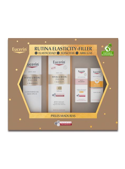Cofre Hyaluron Filler Elasticity Serum 3D 30 ml + Contorno de Ojos 15 ml + Pigment Hand Cream Mini + Sun Pigment Control Mini-3