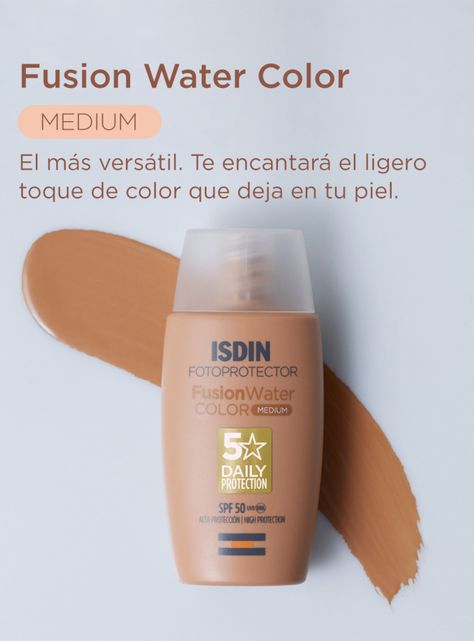 Set Fotoprotector ISDIN Fusion Water Color Medium SPF50 + ISDIN Reparador labial stick-3