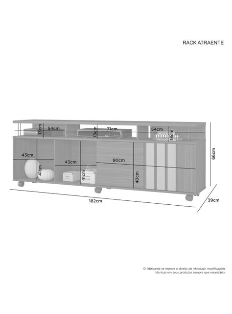 Rack Tv 65" Atraente 1P 182 x 66 x 39 cm-3