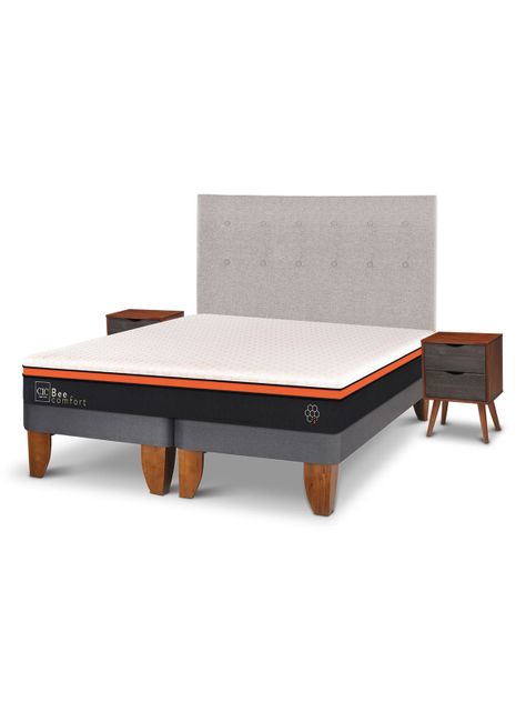 Cama Europea Bee Comfort 2 Plazas Base Dividida + Set Muebles Tigris-0