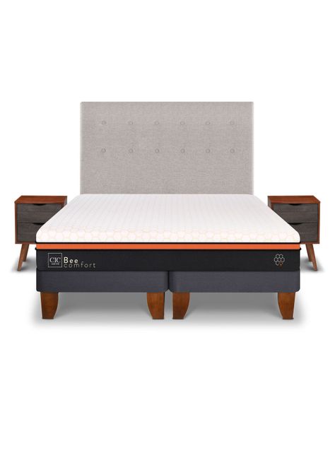 Cama Europea Bee Comfort 2 Plazas Base Dividida + Set Muebles Tigris-1