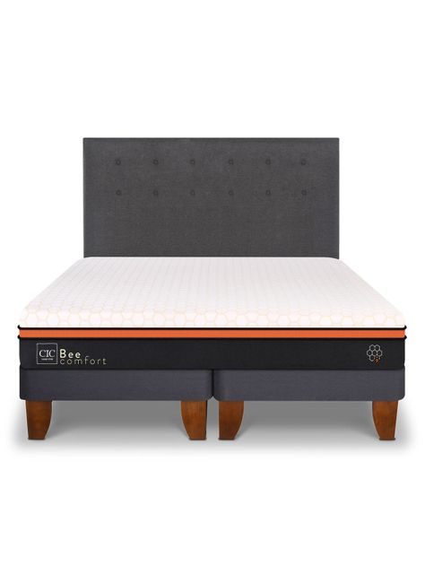 Cama Europea Bee Comfort 2 Plazas Base Dividida + Respaldo Eufrates-1