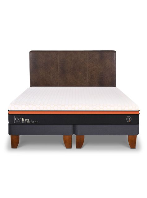 Cama Europea Bee Comfort 2 Plazas Base Dividida + Respaldo Baker-1