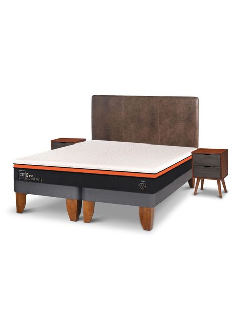 Cama Europea Bee Comfort 2 Plazas Base Dividida + Set Muebles Baker-1
