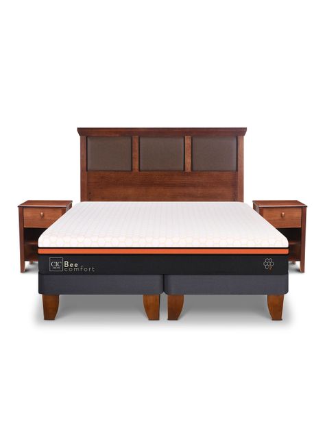 Cama Europea Bee Comfort 2 Plazas Base Dividida + Set Muebles New Torino-0