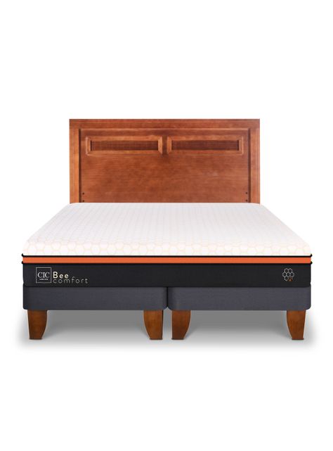 Cama Europea Bee Comfort King + Respaldo Milán-1