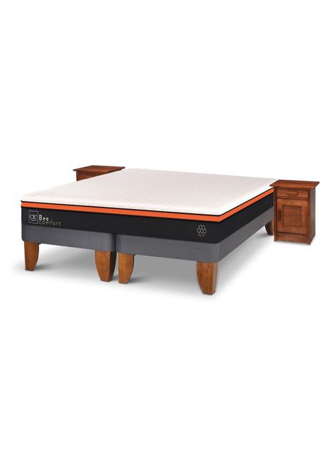 Cama Europea Bee Comfort King + Veladores Milán-2