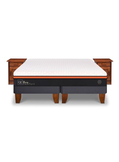 Cama Europea Bee Comfort King + Veladores Milán-0