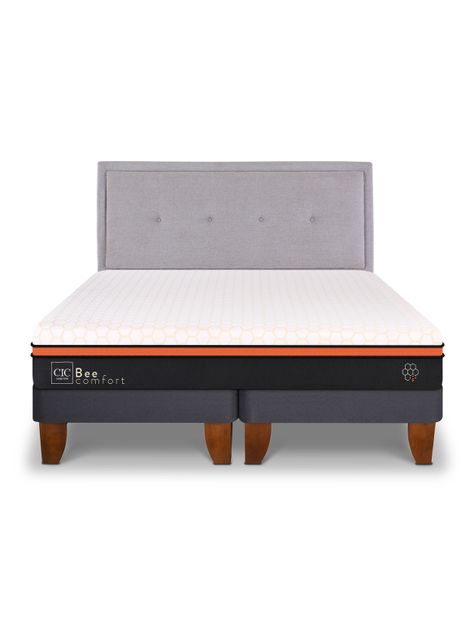 Cama Europea Bee Comfort 2 Plazas Base Dividida + Respaldo Ganges-1