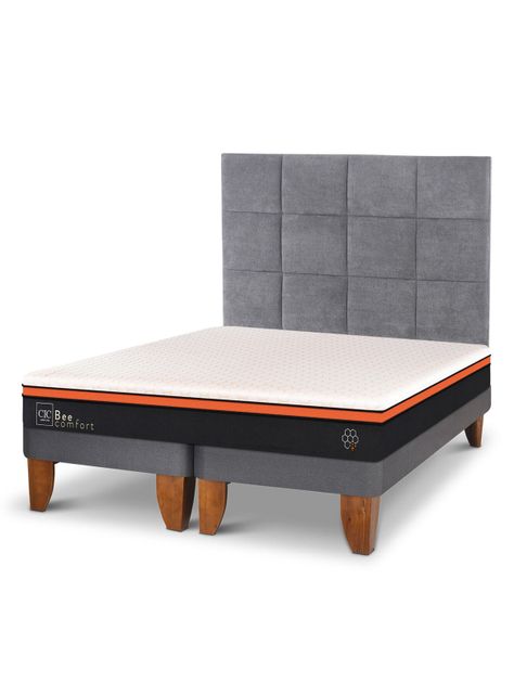 Cama Europea Bee Comfort 2 Plazas Base Dividida + Respaldo Tamesis-0
