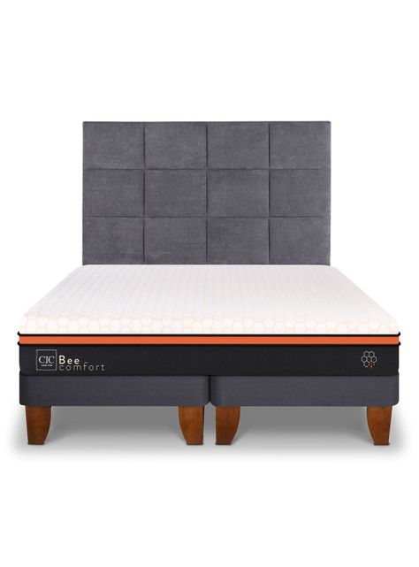 Cama Europea Bee Comfort 2 Plazas Base Dividida + Respaldo Tamesis-1