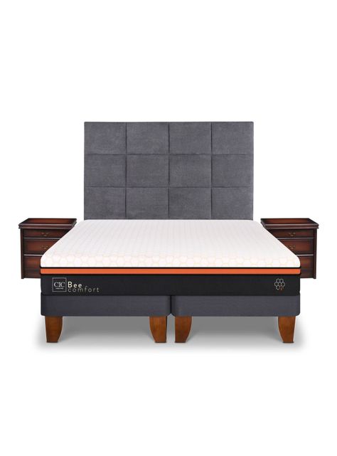 Cama Europea Bee Comfort 2 Plazas Base Dividida + Set Muebles Tamesis-1