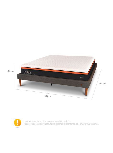 Cama Europea Curve Bee Comfort 2 Plazas Base Dividida-1
