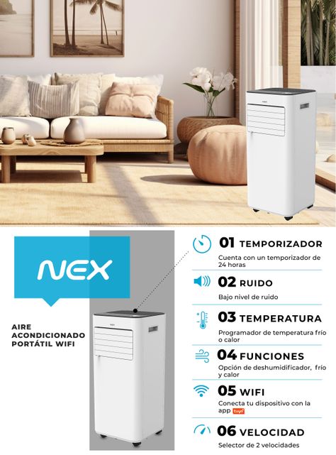 Aire Acondicionado Portátil 9000 BTU Frío/Calor ACP09288-FCWIFI-7