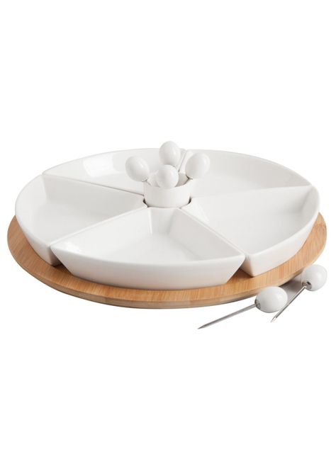Set de Cocktail Bamboo con 5 Pocillos y Pinchos-2