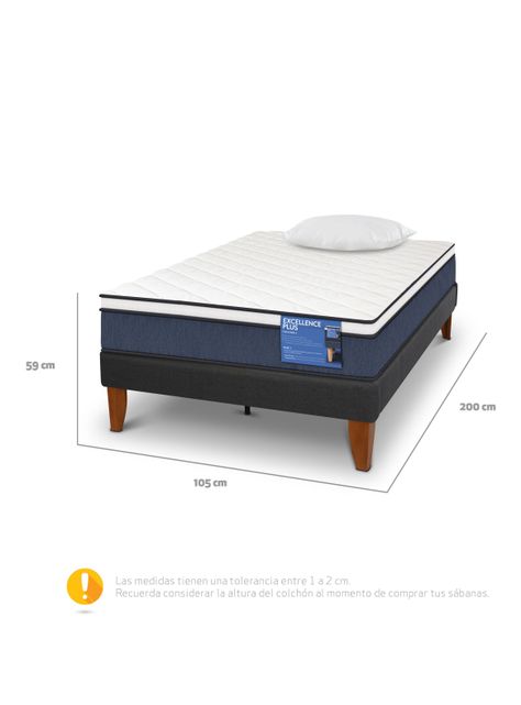 Cama Europea Curve Excellence Plus 1.5 Plazas N + Almohada-1