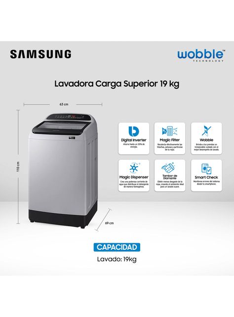 Lavadora de Carga Superior 19 kg WA19T6260BY/ZS-1