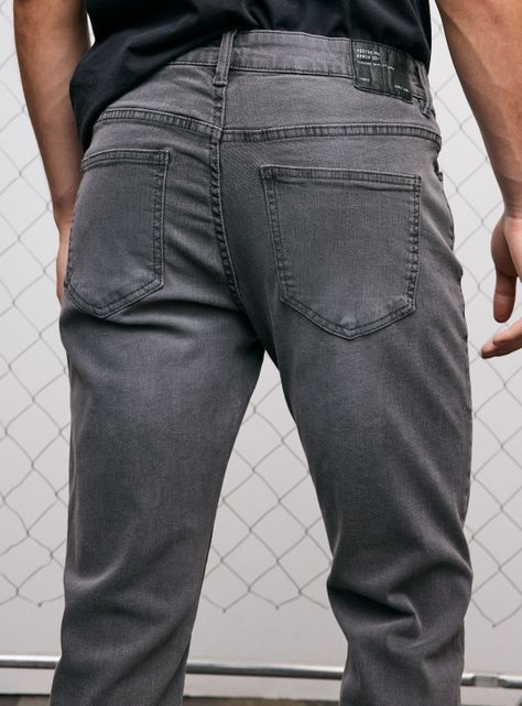 Jeans Cinco Bolsillos Slim Gris Medio-3