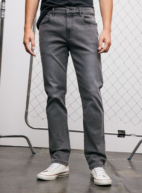 Jeans Cinco Bolsillos Slim Gris Medio-0