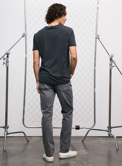 Jeans Cinco Bolsillos Slim Gris Medio-5