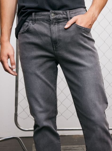 Jeans Cinco Bolsillos Slim Gris Medio-2