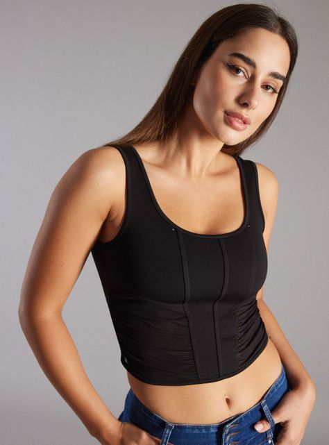 Polera Tipo Corset Detalle Malla-3