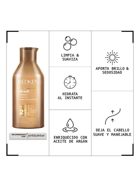 Set Hidratante Cabello Seco All Soft Shampoo 300ml + 75ml + Acondicionador 300ml + 50ml + Spray One United 30ml-4