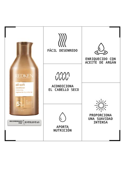 Set Hidratante Cabello Seco All Soft Shampoo 300ml + 75ml + Acondicionador 300ml + 50ml + Spray One United 30ml-3