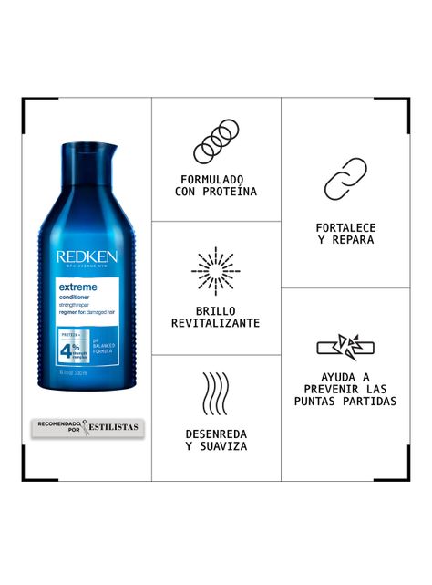 Set Reparación Cabello Dañado Extreme Shampoo 300ml + 75ml+ Acondicionador 300ml + 50ml + Spray One United 30ml-4