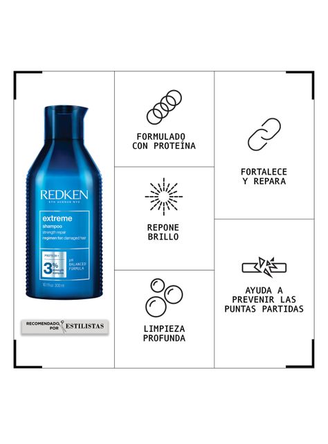 Set Reparación Cabello Dañado Extreme Shampoo 300ml + 75ml+ Acondicionador 300ml + 50ml + Spray One United 30ml-3