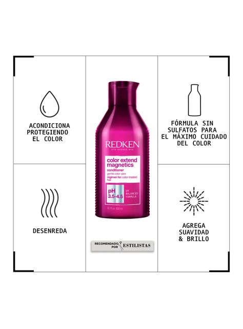 Set Color Extend Magnetics Protector del Color Shampoo Magentics 300 ml + 75ml + Acondicionador Magnetics 300ml + 50ml + Spray One United 30ml-4