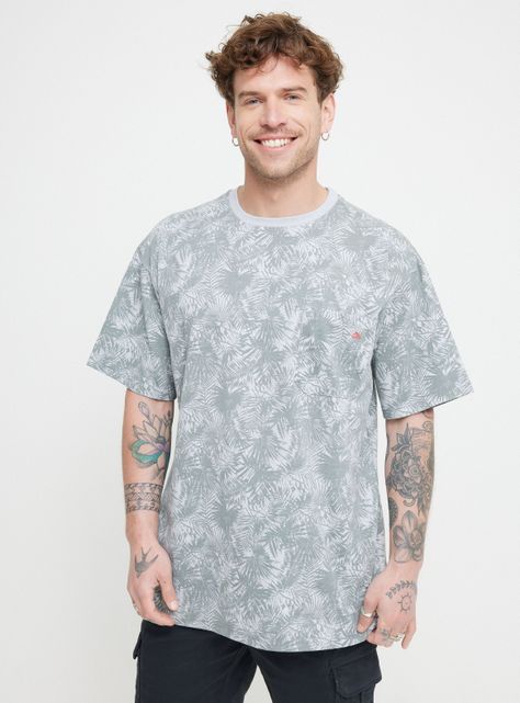 Polera MC Print Palmas Bolsillo Frontal-0