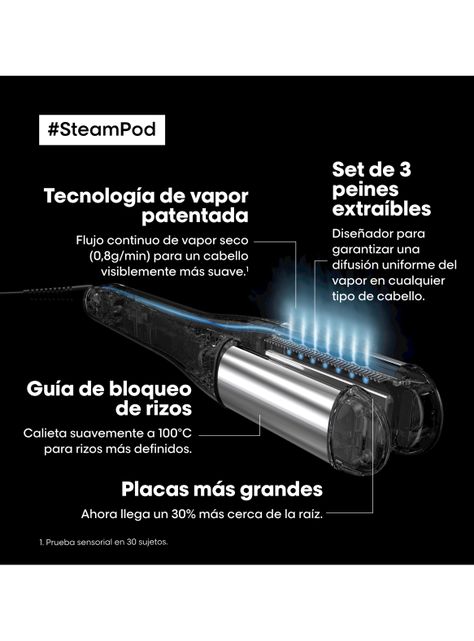 Set Alisador y Rizador Profesional de Cabello a Vapor SteamPod 4-3