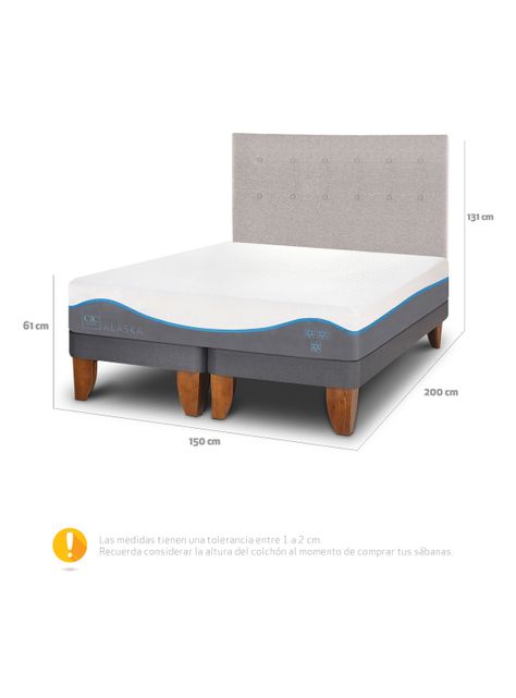 Cama Europea Alaska 2 Plazas Base Dividida + Respaldo Tigris-1