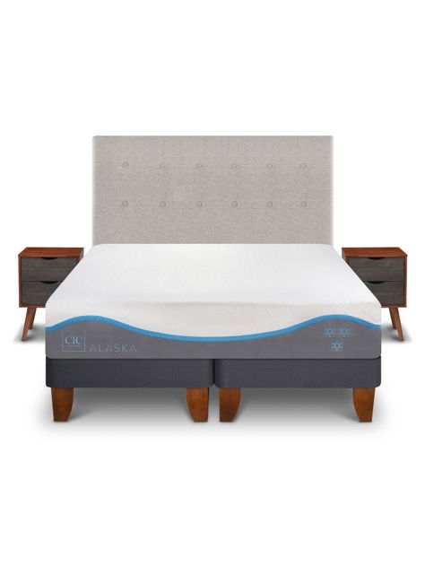 Cama Europea Alaska 2 Plazas Base Dividida + Respaldo Tigris-2
