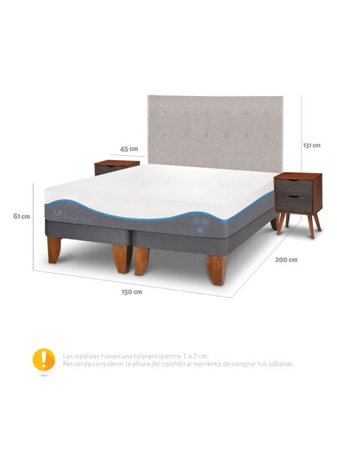 Cama Europea Alaska 2 Plazas Base Dividida + Set Muebles Tigris-1