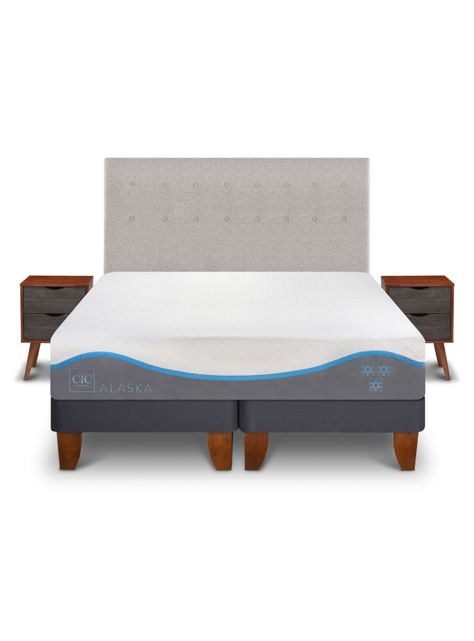Cama Europea Alaska 2 Plazas Base Dividida + Set Muebles Tigris-2