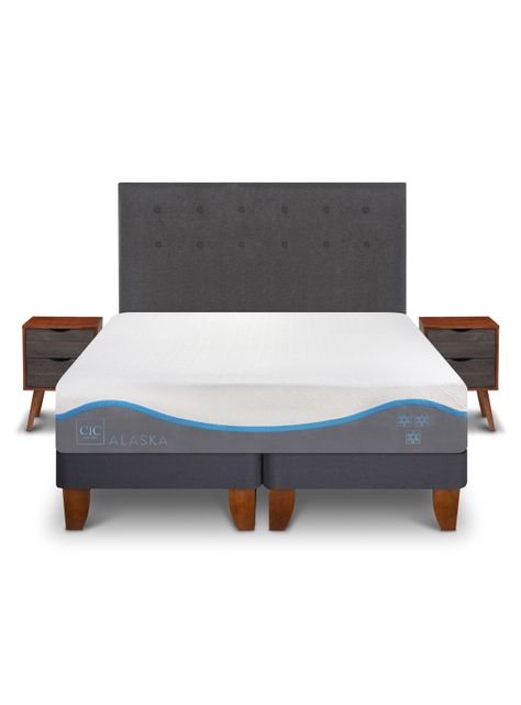 Cama Europea Alaska 2 Plazas Base Dividida + Respaldo Eufrates-2