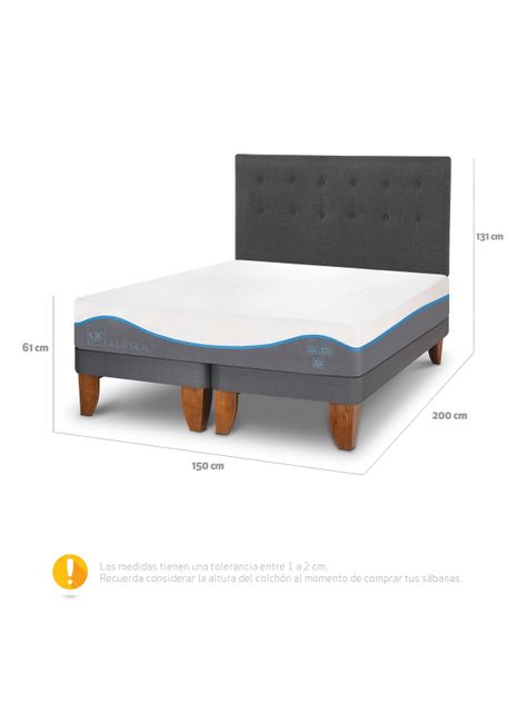 Cama Europea Alaska 2 Plazas Base Dividida + Respaldo Eufrates-1