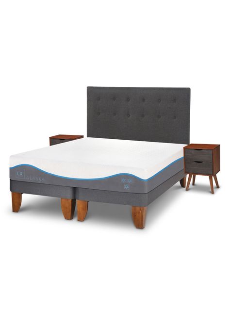 Cama Europea Alaska 2 Plazas Base Dividida + Set Muebles Eufrates-2