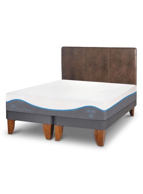 Cama Europea Alaska 2 Plazas Base Dividida + Respaldo Baker-0