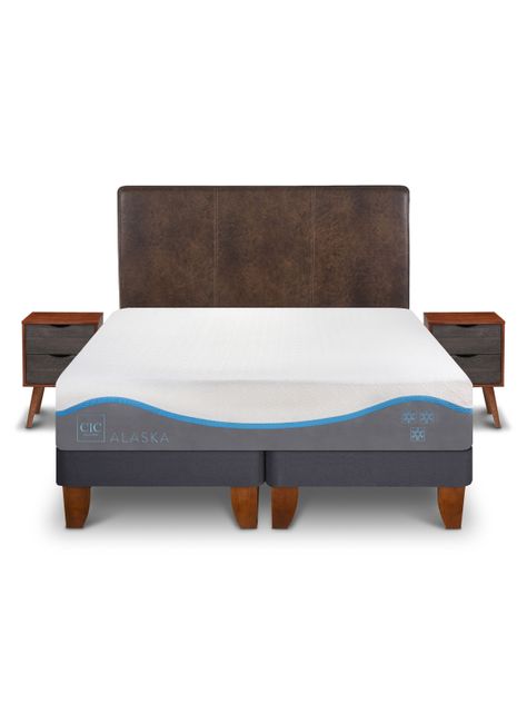 Cama Europea Alaska 2 Plazas Base Dividida + Respaldo Baker-2