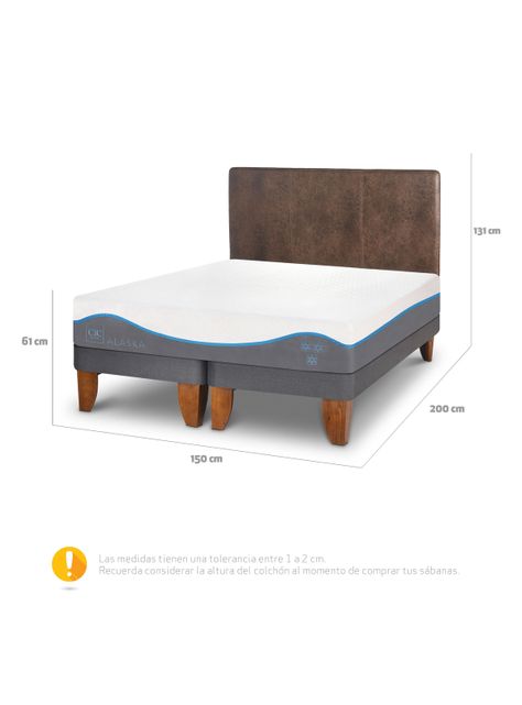 Cama Europea Alaska 2 Plazas Base Dividida + Respaldo Baker-1