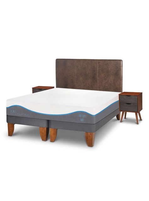 Cama Europea Alaska 2 Plazas Base Dividida + Set Muebles Baker-0