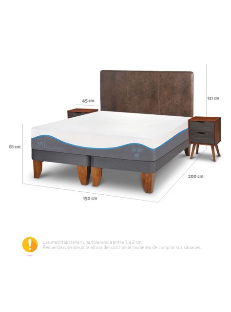 Cama Europea Alaska 2 Plazas Base Dividida + Set Muebles Baker-1