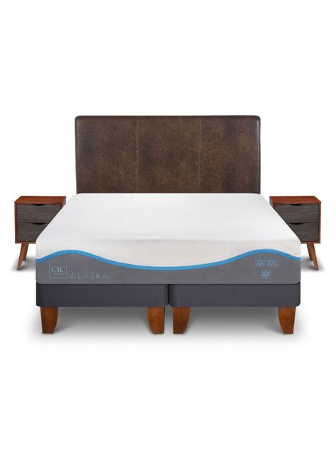 Cama Europea Alaska 2 Plazas Base Dividida + Set Muebles Baker-2