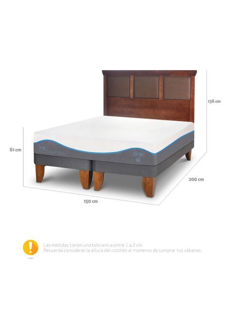 Cama Europea Alaska 2 Plazas Base Dividida + Respaldo New Torino Caramel-1