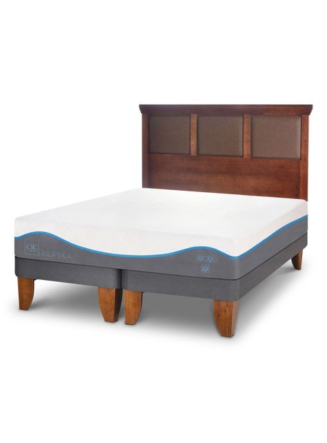 Cama Europea Alaska 2 Plazas Base Dividida + Respaldo New Torino Caramel-0