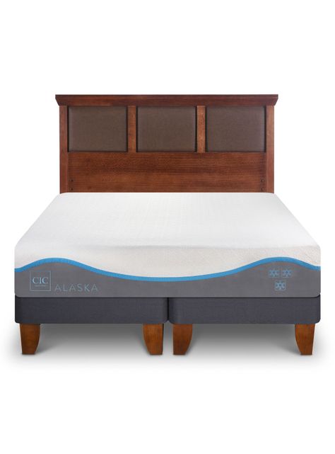 Cama Europea Alaska 2 Plazas Base Dividida + Respaldo New Torino Caramel-2